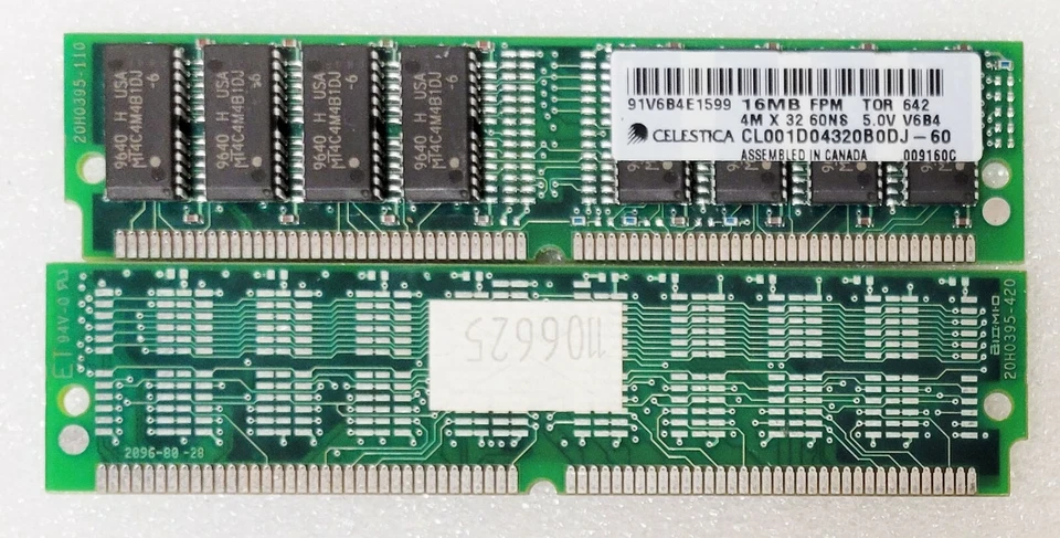 Memoria Celestica 16MB FPM 4Mx32 60ns 72 pines, CL001D04320B0DJ, 20H0395-110 Foto 1 de 1