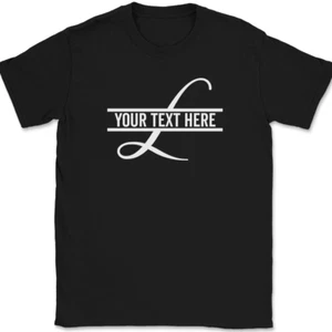 Letter L Monogram Your Text Here Custom T-Shirt Personalize Family Tee - Picture 1 of 10