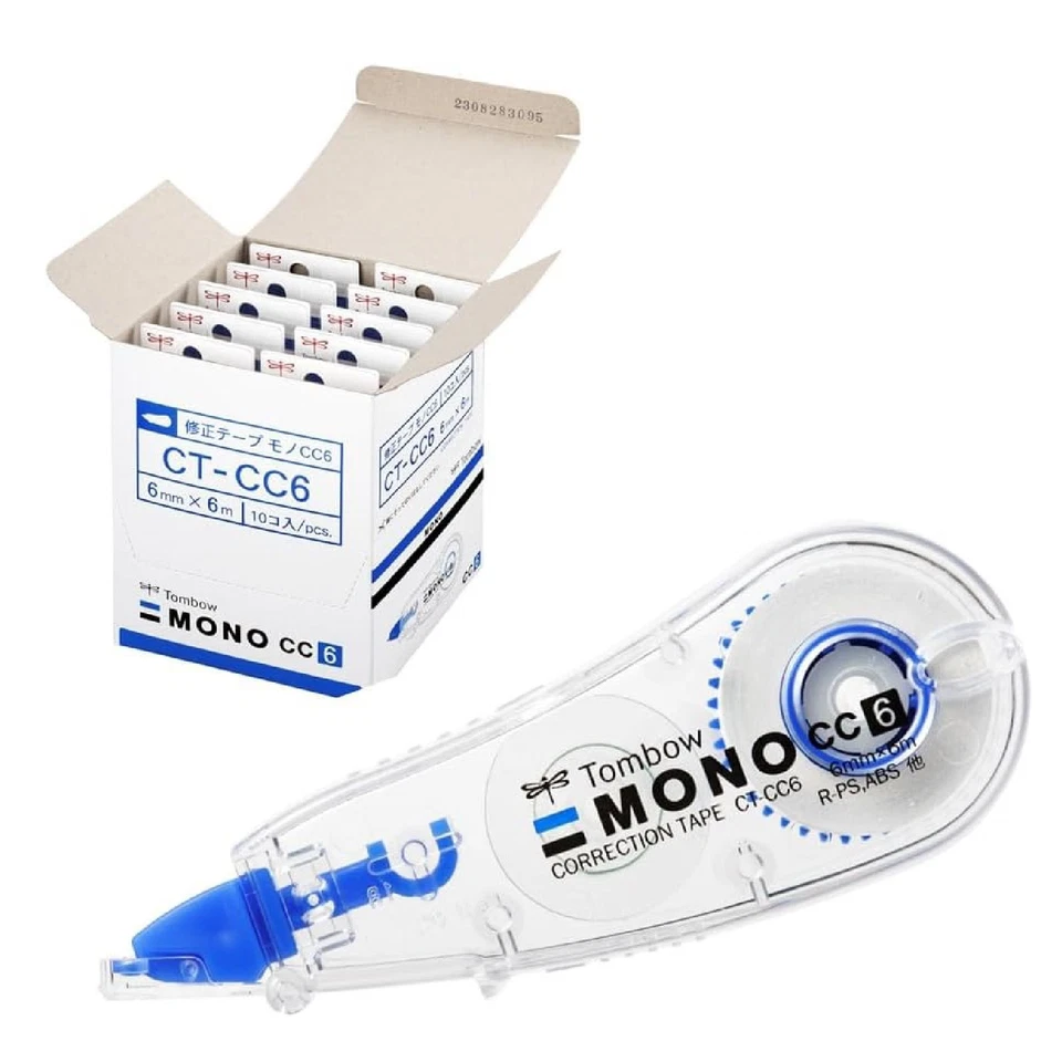Tombow MONO Correction Tape CT-CC6 6mm x 6m 10 Pack Non-Refillable Type Japan - Image 1 of 4