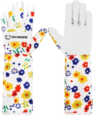 Guantes de jardinería de cuero a prueba de espinas guantelete largo rosa poda seguridad (medio) Foto 1 de 4