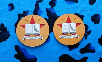 THE CLASH - KNOW YOUR RIGHTS -  PAIR OF PRINTED ROUND COASTERS - Image 1 of 2