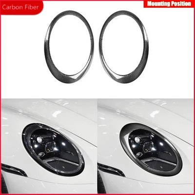 Dry Carbon Fiber Headlight Eyelid Eyebrow Cover For Porsche 997 911 GT3 2005-11 Foto 1 de 4
