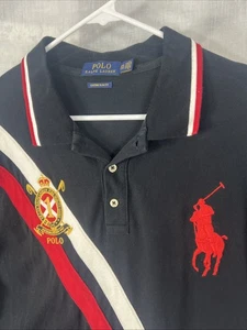 Polo Ralph Lauren Poloshirt Herren 2XL Schwarz Custom Fit Big Pony Schärpe Patch PRL - Bild 1 von 7
