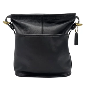 Vintage COACH 4153 Smooth Leather Bucket Shoulder Bag Handbag BLACK - Picture 1 of 16