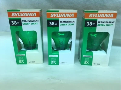 Green Light Bulbs- Sylvania 38 Watt Indoor/Outdoor - Brand New Lot Of 3 - Image 1 of 3