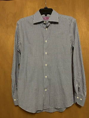 lorenzo uomo Trim Fit dress shirt Blue Plaid Men’s Size 14.5 - 32/33 - Image 1 of 4
