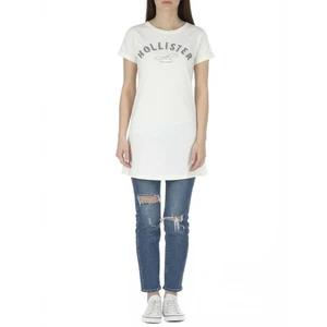 Top Hollister donna taglia large bianco Y2K manica corta retrò casual - Foto 1 di 4