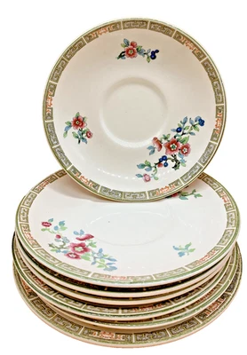 John Maddock Indian Tree Plate Set 7pcs Saucers & Sandwich Plate Vintage China - image 1 of 4