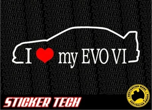 CALCOMANÍA ADHESIVA I LOVE (HEART) MY EVO VI MITSUBISHI EVOLUTION SIX 6 99 - 2000 - Imagen 1 de 2