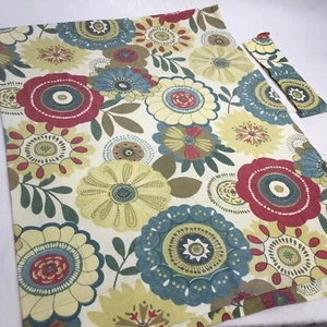 Fenstervorhang 1 Stoffbahn mit Krawatte Mill Creek Suzani kräftige Blumen 44" B 59" L Baumwolle - Bild 1 von 7
