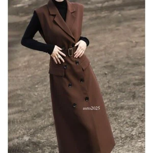 French Style Spring Temperament Double Breasted Sleeveless Suit Vest Dress Women - Picture 1 of 26