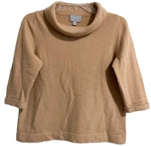 Pure Collection Cashmere Cowl Neck Sweater Tan Beige Size 4 Quiet Luxury Capsule - Picture 1 of 3