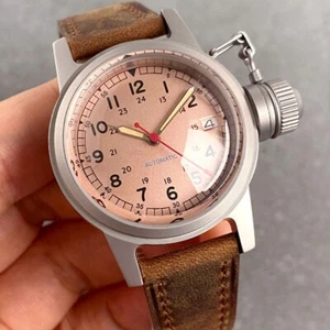 Military Salmon 24 Hour Retro World War II Men Mechanical Watch 200m Waterproof - Picture 1 of 6