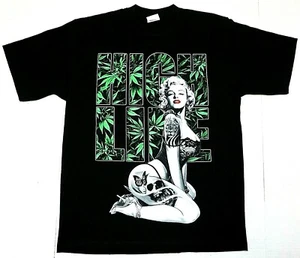 Marijuana T-shirt Marilyn Monroe High Life Smoke Weed 420 Blunt Tee Men's New - Picture 1 of 2