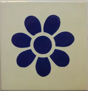 Mexican Tile Talavera Tiles High-Quality Hand Painted Blue Flower Tile T-54 - Picture 1 of 2