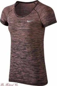 Women's Nike Dry Knit Short Sleeve Top Shirt XS Black Pink Gym Training Yoga New - Picture 1 of 2