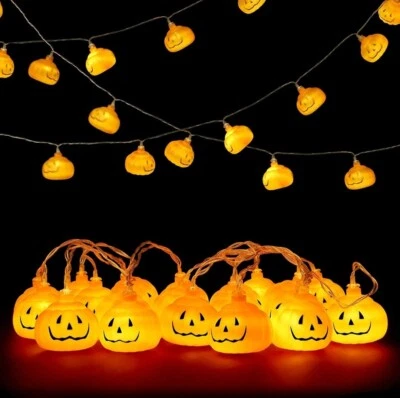 3m Halloween String Lights 20 LED Pumpkin Light Indoor Outdoor Party Decor Props - Image 1 of 4
