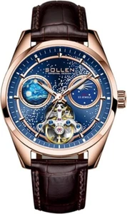 SOLLEN Men's Multifunctional Skeleton Mechanical Watch, SALE - Picture 1 of 17