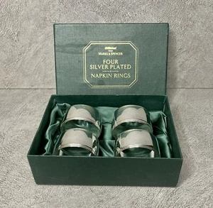 Silver Plated Napkin Rings St Michael from Marks And Spencer Original Box, Oval - Picture 1 of 12