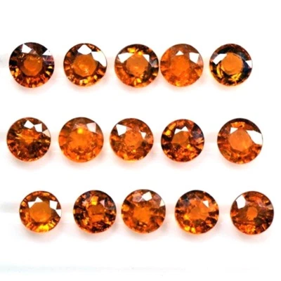 Venta al por mayor Lote 3,5 mm a 5 mm Redondo Natural Espesartita Granate Suelto Gema Calibrada Foto 1 de 4