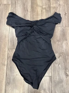 Neu ohne Etikett Trina Turk Getaway Solids Größe 8 Twist Bandeau Einteiler Badeanzug schwarz - Bild 1 von 4