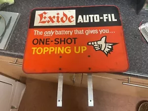 Letrero de placa dura de una cara original EXIDE BATTERY DEALER FREEPOST - Imagen 1 de 7