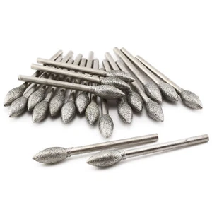 20Pcs 1-6 mm Torch Cylinder Diamond Grinding Head Lapidary Rotary Burrs Jade - Picture 1 of 17