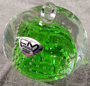 FM Konstglas Ronneby Sweden Solid Glass Green Apple Paperweight - Picture 1 of 8