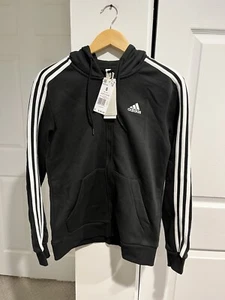 Adidas Damen Essentials 3S Hoodie mit durchgehendem Reißverschluss Größe Small neu mit Etikett - Bild 1 von 8