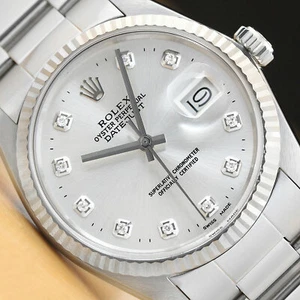 MENS ROLEX DATEJUST 18K WHITE GOLD & STAINLESS STEEL DIAMOND WATCH 16014 - Picture 1 of 8