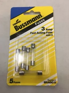 Bussmann Fuses 5PK 3A AGC Glass Fuse (CP2) - Picture 1 of 2