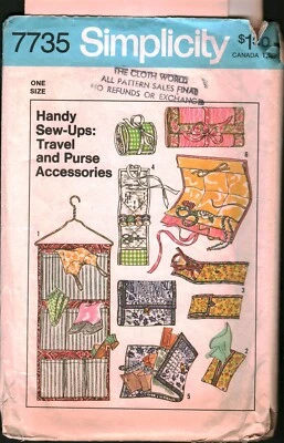 7735 Simplicity SEWING Pattern Misses Bags Travel Case Kits Glasses Tissue OOP - Image 1 of 2