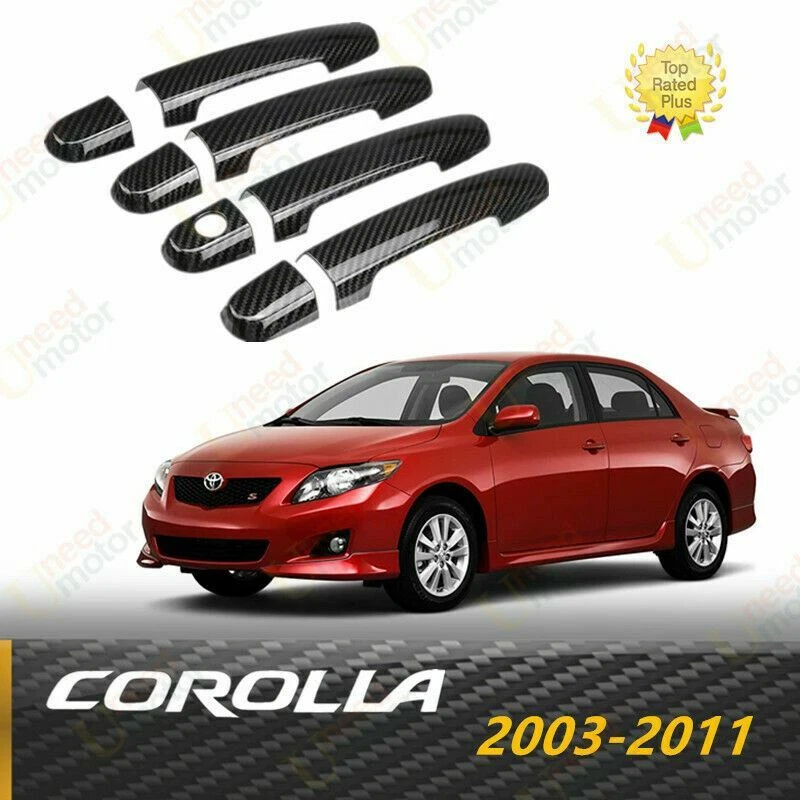 Fit For Toyota Corolla 2003-2011 Carbon Fiber Style Door Handle Cover Trim - Image 1 of 4
