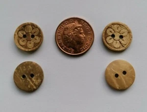 NATURAL & GENUINE COCONUT CRAFTS SEWING CARD MAKING SCRAPBOOKING BUTTONS - BT041 - Picture 1 of 1