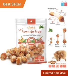 Premium Dog Chew Bones, Real Chicken, Rawhide-Free, Digestible, Healthy 18 Pack - Picture 1 of 8
