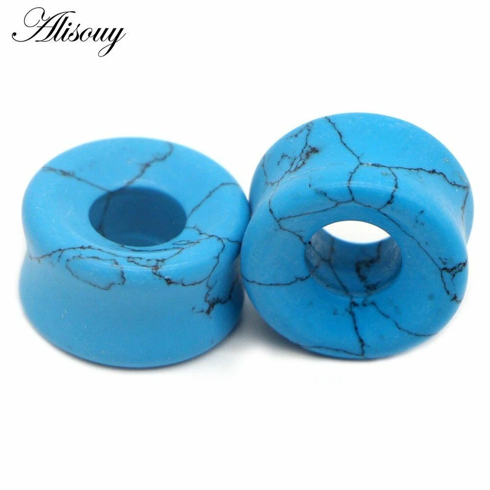 Tapones de túnel de oreja de vidrio de piedra medidores de carne individuales extensor estirador joyería corporal Foto 1 de 4