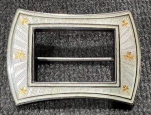 Antiguo broche prendedor de forma rectangular esmaltado en plata de ley de Watson - Imagen 1 de 3
