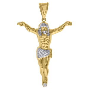 14kt Two-tone Gold Mens Jesus Religious Charm Pendant - Picture 1 of 1