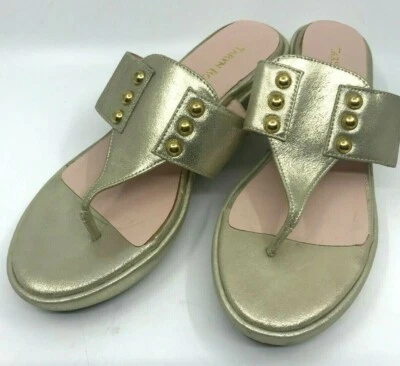Zapato Tanga Taryn Rose Talisa Dorado Suave Metálico Gamuza Sin Cordones Cuña Talla 8.5 M Foto 1 de 4