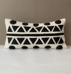 Kilim Throw Pillow, 12x20 White Decorative Turkish Kilim Pillow, Home Decoration - Picture 1 of 5