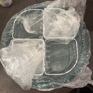 Vtg New Guzzini Lucite Tray Chip Dip Four Section Serving Tray Green Clear FAST - Picture 1 of 6