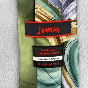 J Garcia Snake In Juggling Show SPecial Edition Silk Necktie Green Abstract - Picture 1 of 8