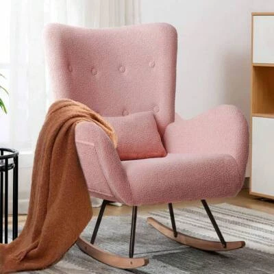 Silla mecedora balancín tapizada silla acento asiento acolchado reposacabezas alto Foto 1 de 4