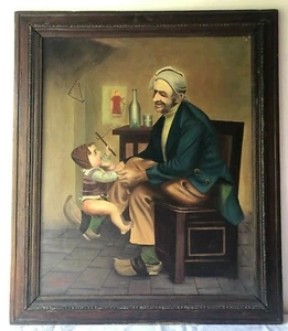 Antico quadro con cornice - Nonno che gioca con un bambino - '800 - Foto 1 di 9