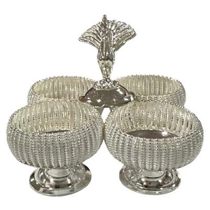 925 Sterling Silver Hallmarked 3.75x3.75 inch Kumkum Four Pot Set - Style #02 - Picture 1 of 7