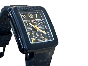 MICHELE TAHITIAN JELLY BEAN WATCH-BLACK GOLD HANDS AND NUMBERS