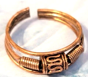 Vintage Pinky Copper Cuff Snake Ring, Boho, Size 2.5 Artisan Detailed r-94 - Picture 1 of 5