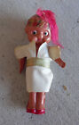 Vintage Small Celluloid Brown Flapper Girl Doll 3" Tall