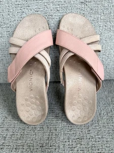 Vionic Zarie Leather Slide Sandals Size 8 Pink Adjustable Strap Women’s - Picture 1 of 11