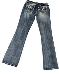 MISS ME Jeans Denim Easy Boot Cut blau verziert Gr. 27/32 JE8052EL - Bild 1 von 13